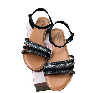 New Ambu Comfort Black Jeweled Sandals Size 9 Women